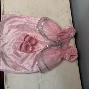 Pink Dress with Sequin Details and Matching Shoes For American Girl Doll